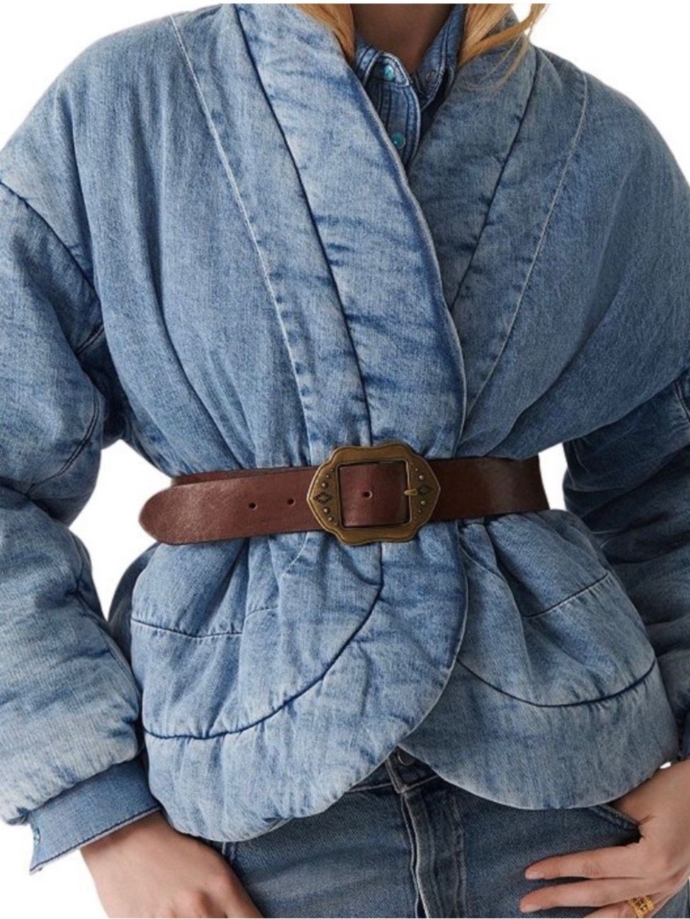 BA&SH Caly Puff Quilted Denim Jacket Blue Size 0